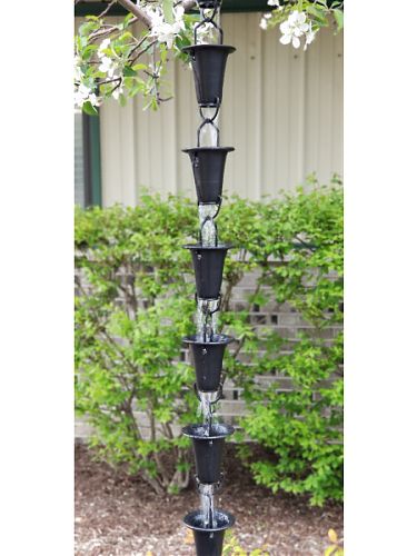 Black Aluminum Flared Cups Rain Chain