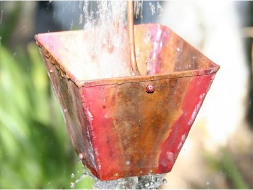 XL Square Cups Rain Chain | Copper Rain Chain