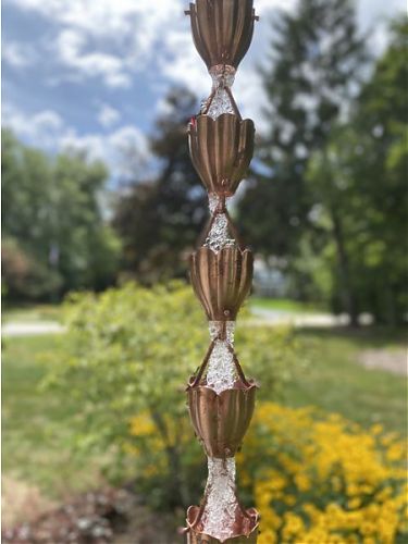 Fluted Cups Rain Chain | Copper Rain Chain