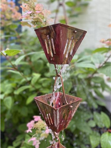 XL Slotted Square Cups Rain Chain | Copper Rain Chain