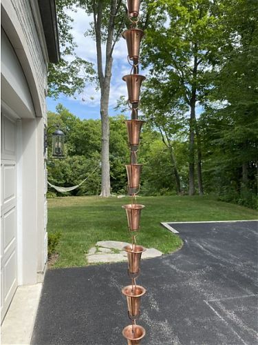 Flared Cups Rain Chain | Copper Rain Chain